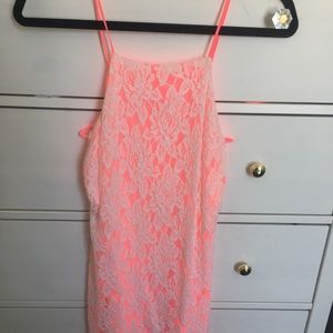 Hot pink/white lace dress